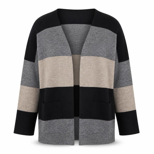 Wallis Women’s Grey Striped Wool Blend Long Sleeve Cardigan S/M