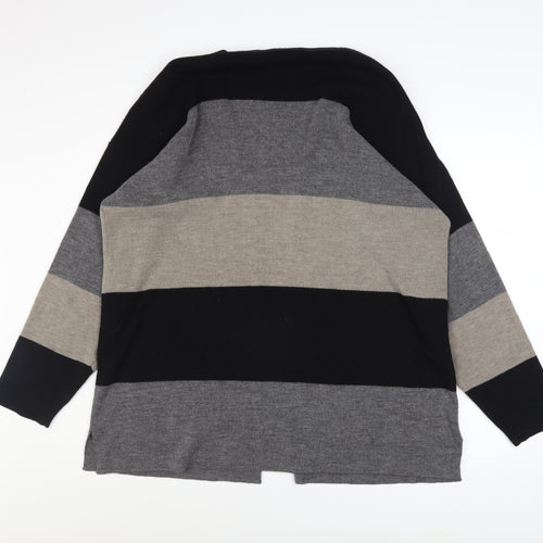 Wallis Women’s Grey Striped Wool Blend Long Sleeve Cardigan S/M