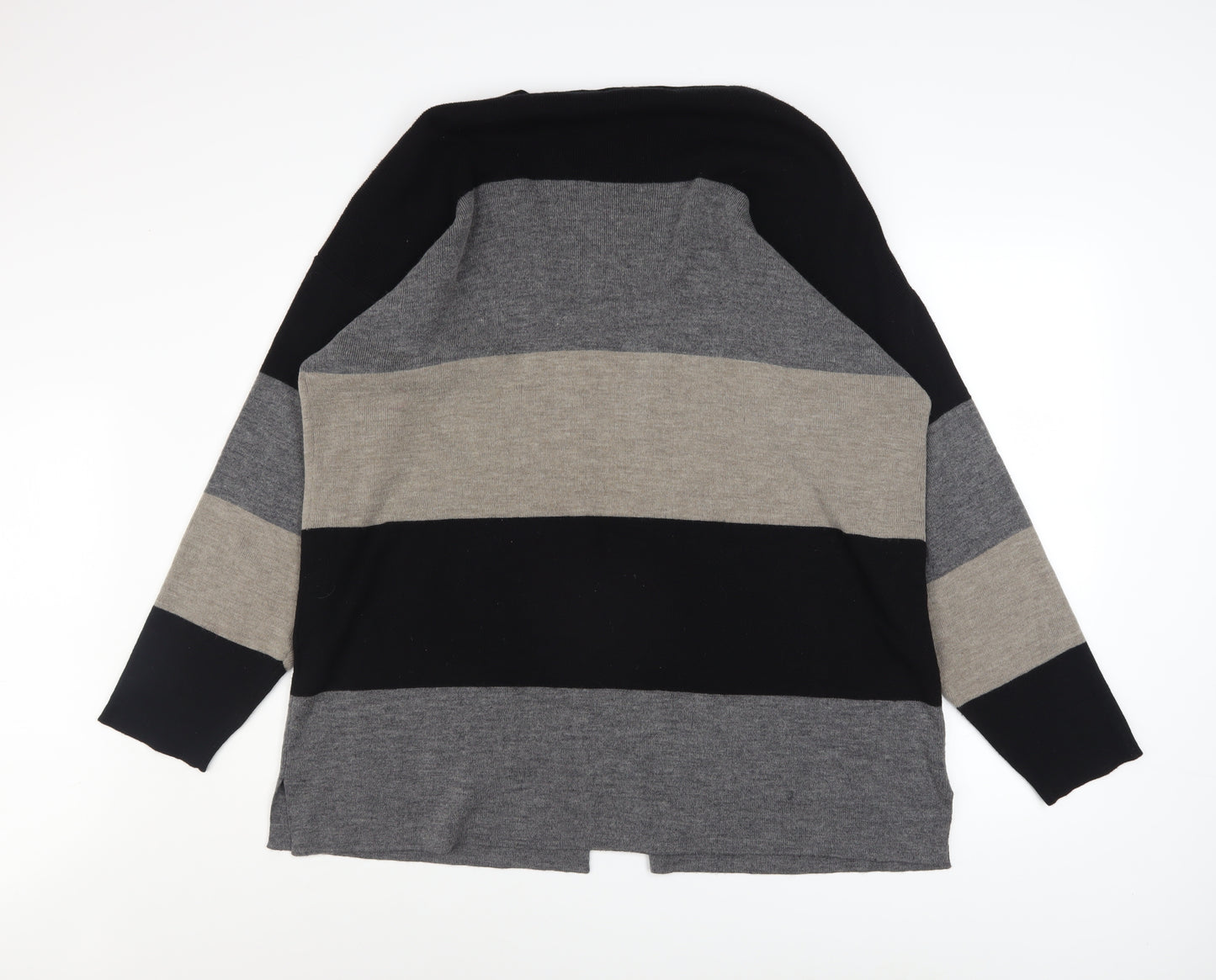 Wallis Women’s Grey Striped Wool Blend Long Sleeve Cardigan S/M