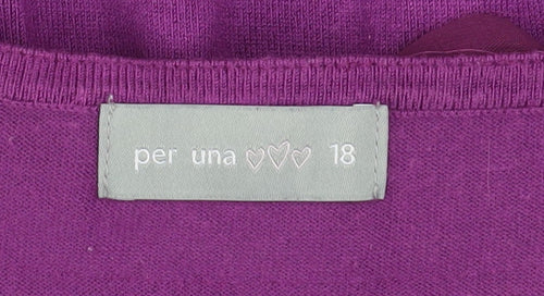 Marks and Spencer Women Purple Size 18 Ruffle Scoop Neck Jumper