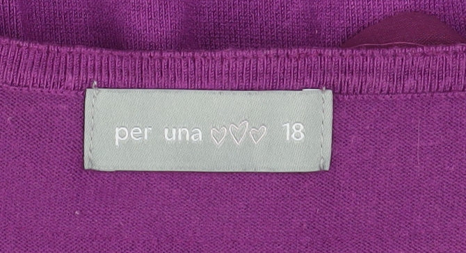 Marks and Spencer Women Purple Size 18 Ruffle Scoop Neck Jumper