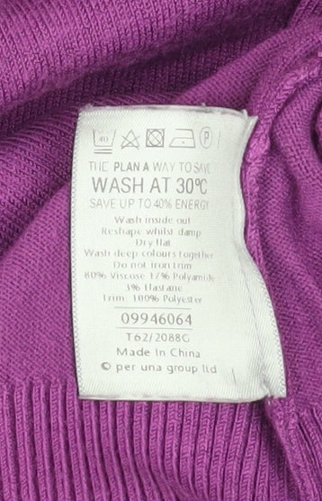 Marks and Spencer Women Purple Size 18 Ruffle Scoop Neck Jumper