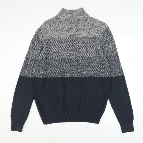Tu Men's Grey Chunky Half Zip Knit Jumper M Regular Fit
