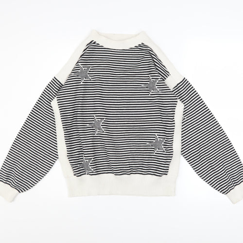 Marks and Spencer Women's Black Striped Star Jumper Size M
