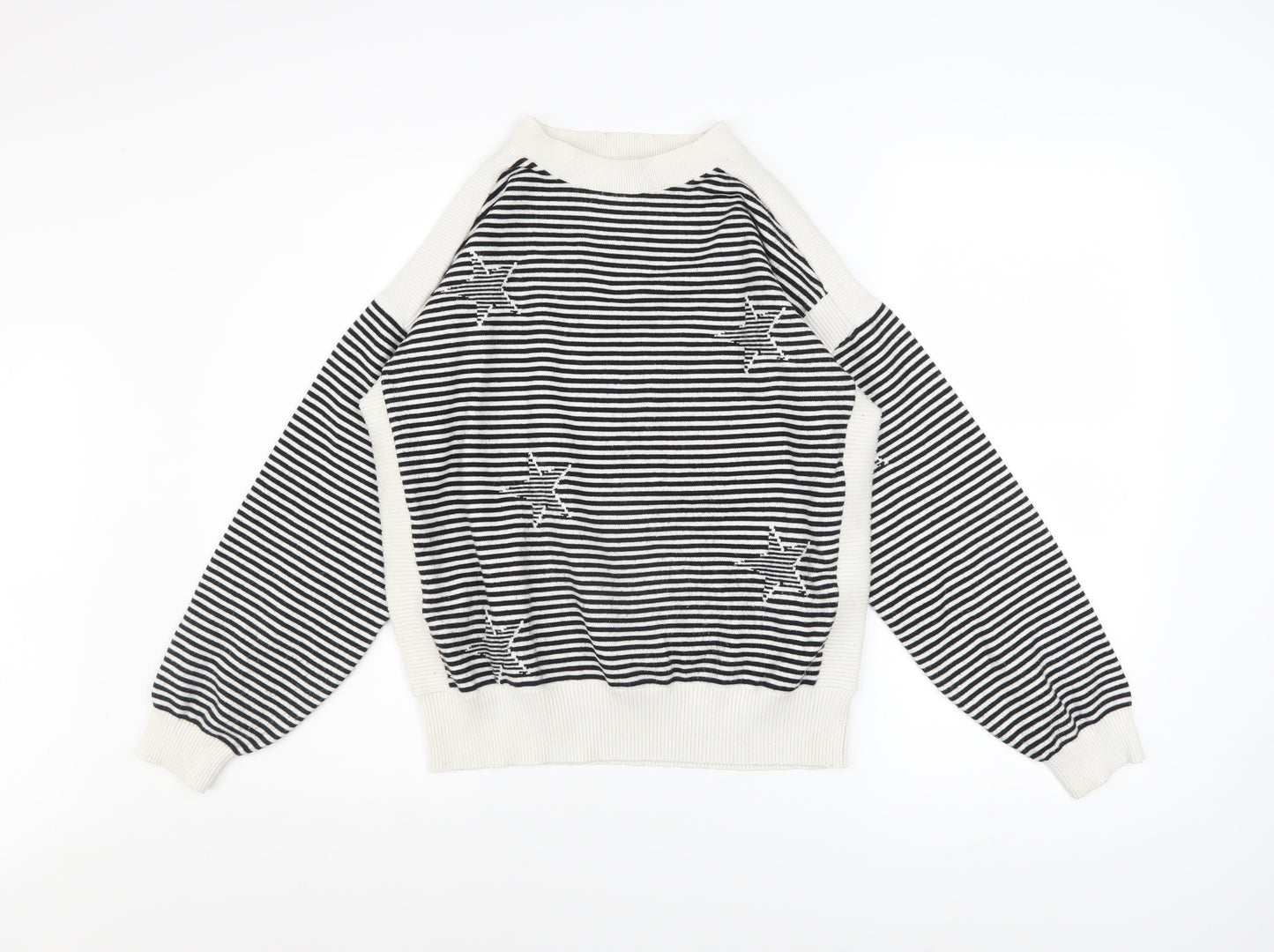 Marks and Spencer Women's Black Striped Star Jumper Size M