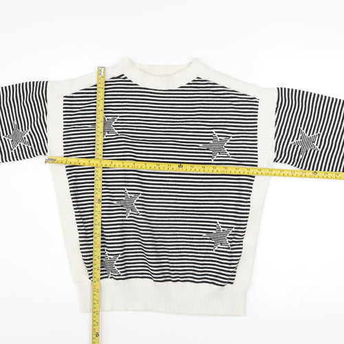 Marks and Spencer Women's Black Striped Star Jumper Size M