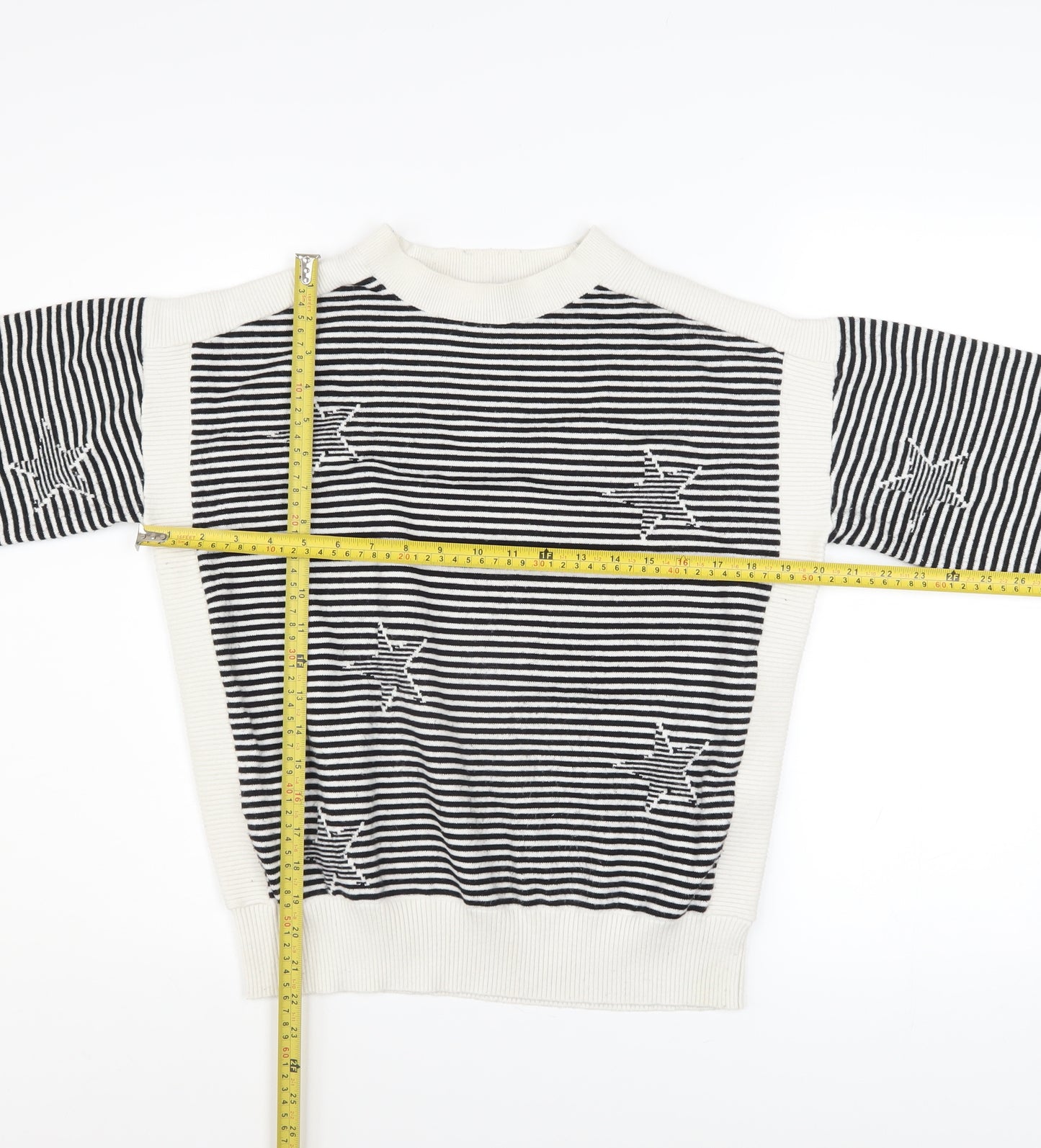 Marks and Spencer Women's Black Striped Star Jumper Size M