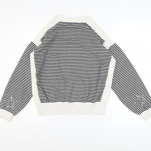 Marks and Spencer Women's Black Striped Star Jumper Size M
