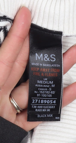 Marks and Spencer Women's Black Striped Star Jumper Size M