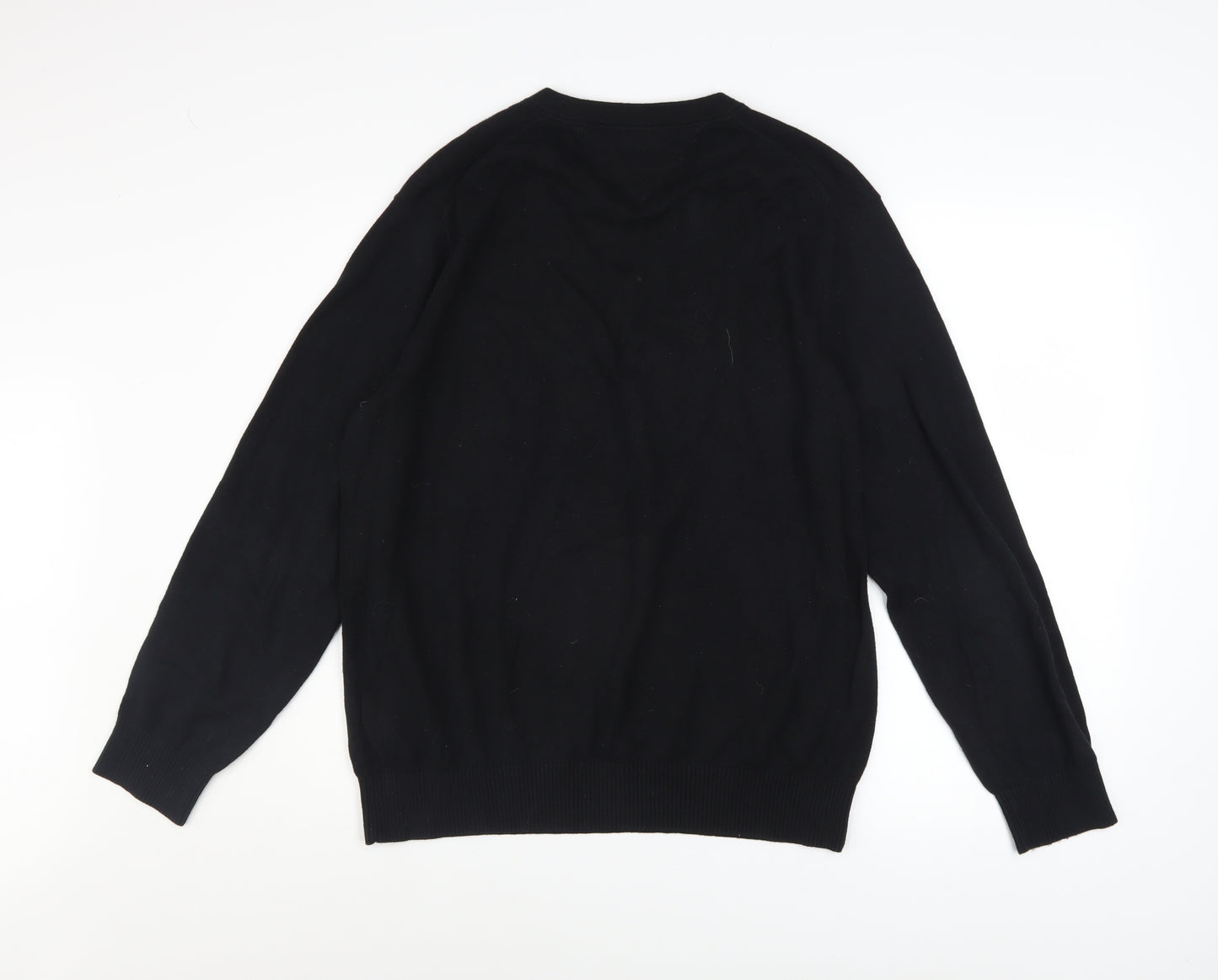 Tommy Hilfiger Men's Black Cotton V-Neck Jumper Size L