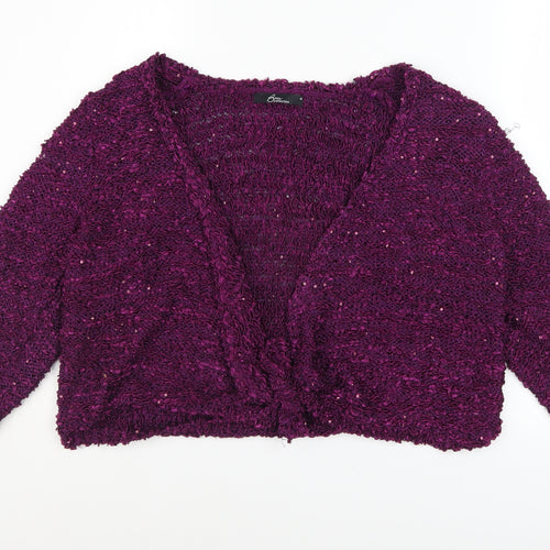 BM Collection Women's Purple Sequin Knit Cardigan M