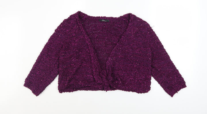 BM Collection Women's Purple Sequin Knit Cardigan M