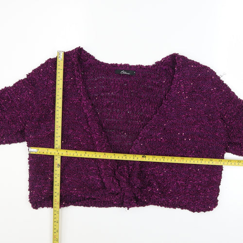 BM Collection Women's Purple Sequin Knit Cardigan M