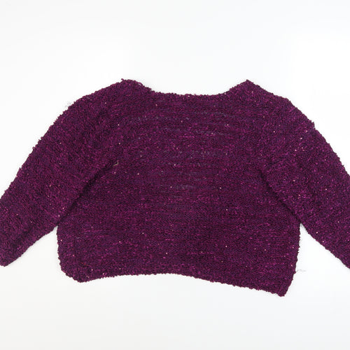 BM Collection Women's Purple Sequin Knit Cardigan M
