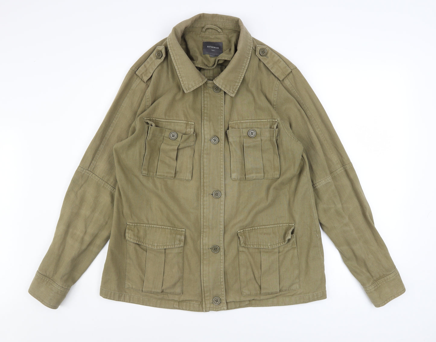 Next Women's Green Military Style Cotton Jacket Size 14