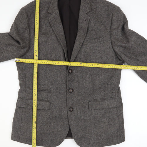ASOS Women Grey Wool Blend Single-Breasted Blazer Jacket Size 40