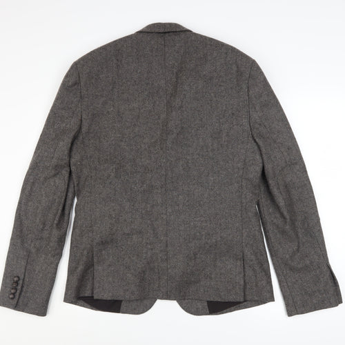 ASOS Women Grey Wool Blend Single-Breasted Blazer Jacket Size 40