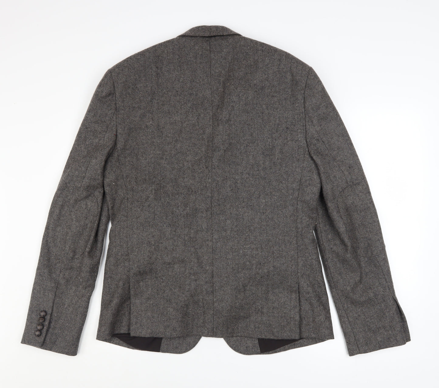 ASOS Women Grey Wool Blend Single-Breasted Blazer Jacket Size 40
