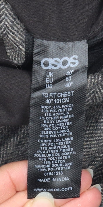 ASOS Women Grey Wool Blend Single-Breasted Blazer Jacket Size 40