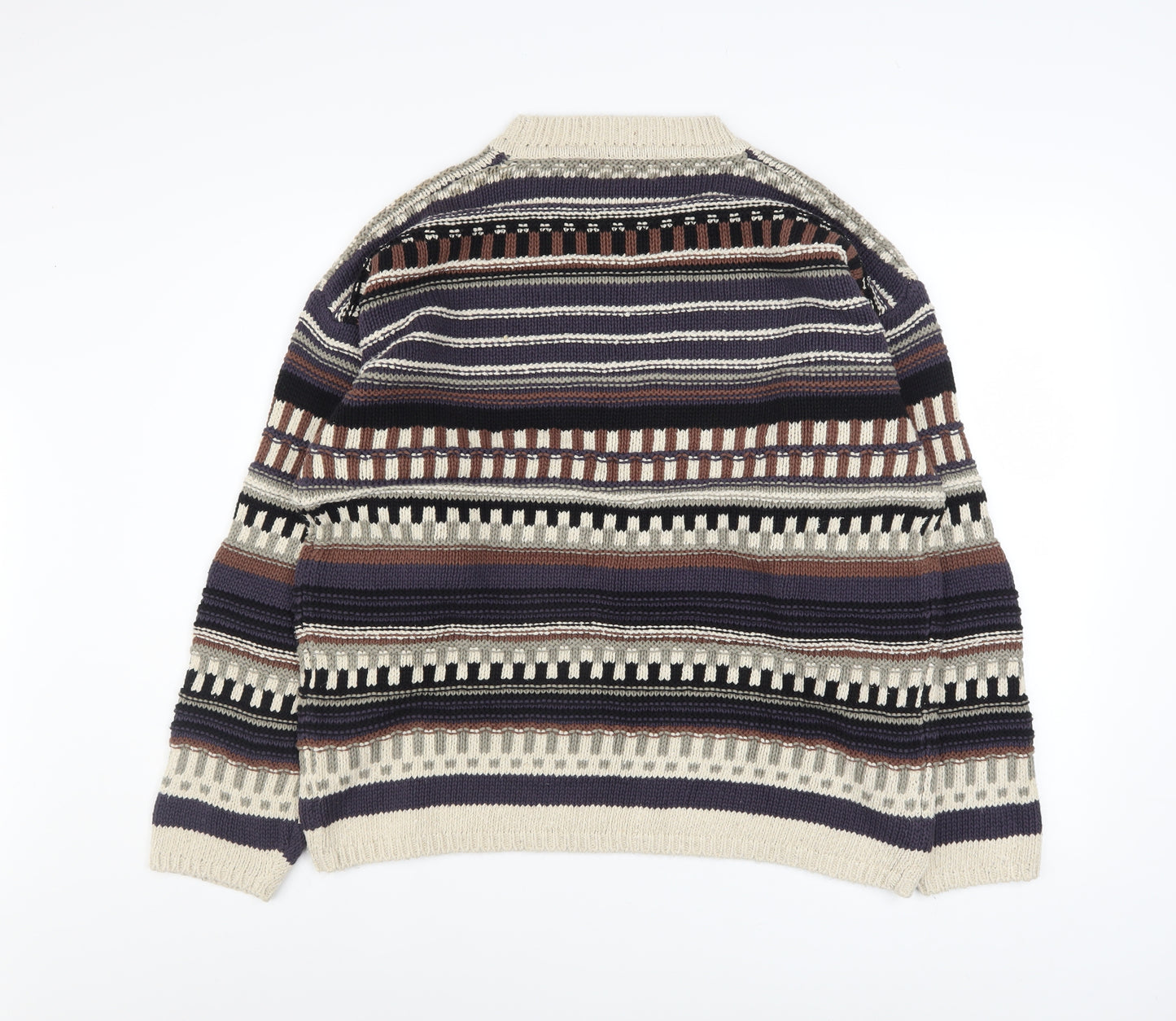 Burton Menswear Men's Multicoloured Striped Crew Neck Cotton Silk Jumper Size S