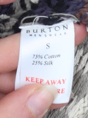 Burton Menswear Men's Multicoloured Striped Crew Neck Cotton Silk Jumper Size S