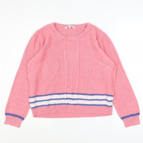 Peacocks Women’s Pink Cotton Cable-Knit Jumper Size L