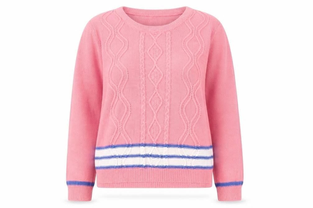 Peacocks Women’s Pink Cotton Cable-Knit Jumper Size L