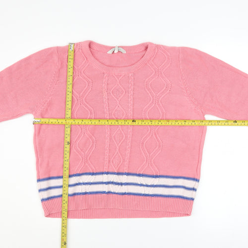 Peacocks Women’s Pink Cotton Cable-Knit Jumper Size L