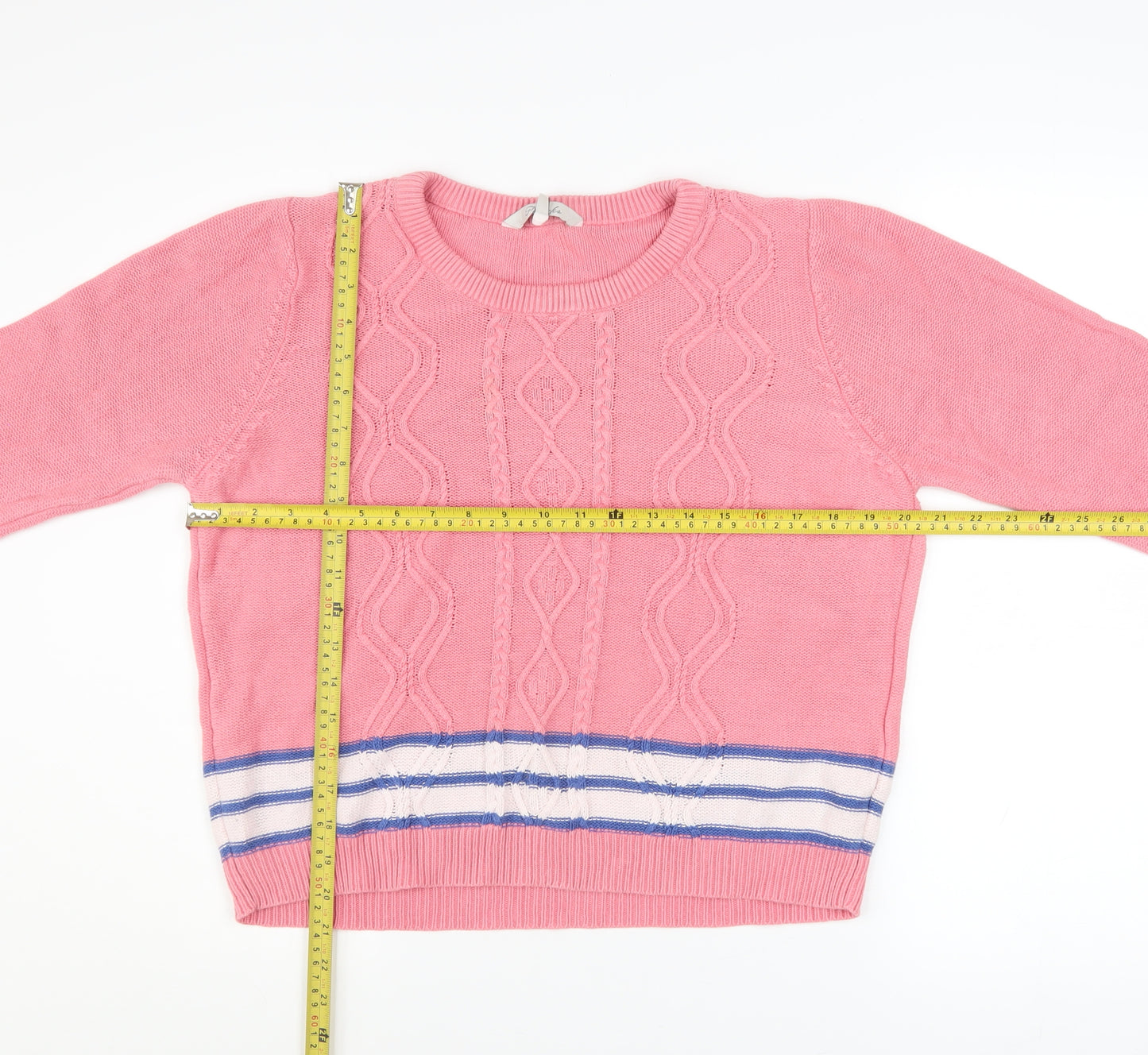 Peacocks Women’s Pink Cotton Cable-Knit Jumper Size L
