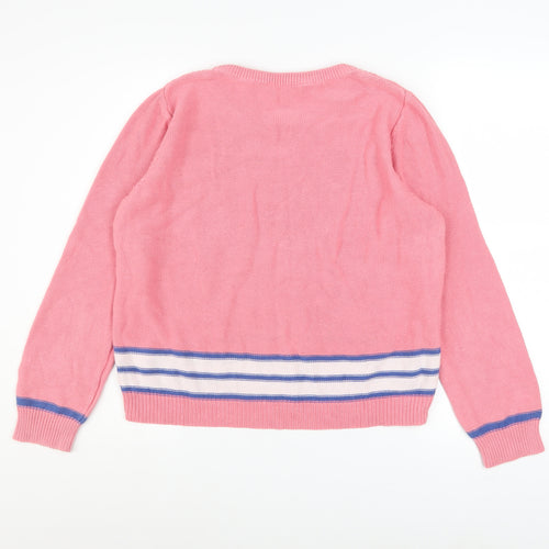 Peacocks Women’s Pink Cotton Cable-Knit Jumper Size L