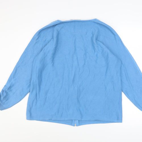 Rabe Women Blue Cotton Blend Zip Knit Jacket Size 18