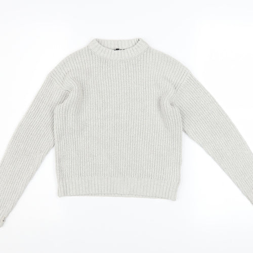 Mile End Girls Grey Metallic Knit Pullover Jumper Size 10