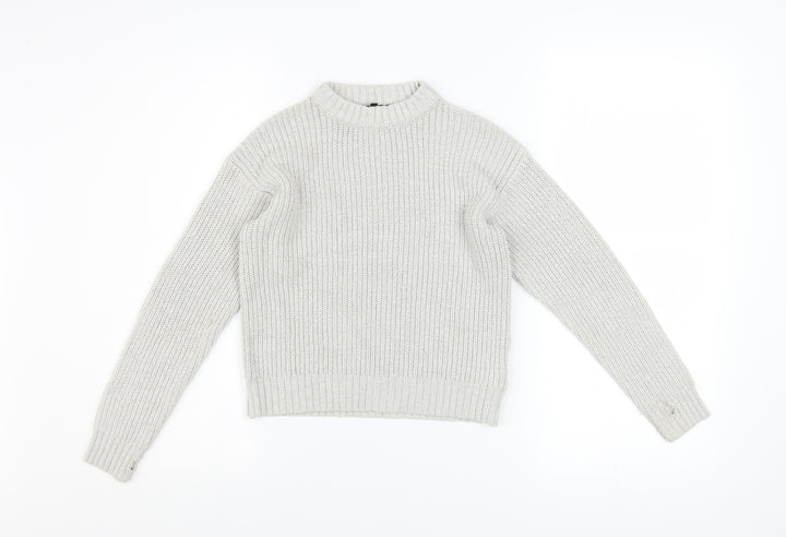 Mile End Girls Grey Metallic Knit Pullover Jumper Size 10