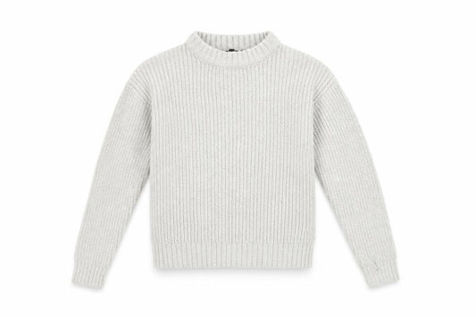 Front view of Mile End girls’ grey metallic knit jumper, size 10