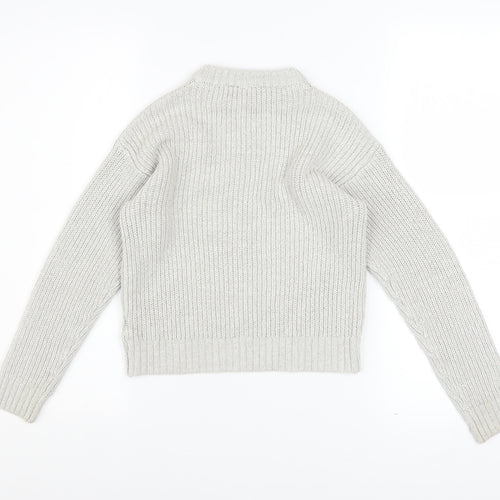 Mile End Girls Grey Metallic Knit Pullover Jumper Size 10