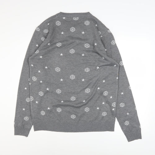 Noroze Men's Grey XL Funny Christmas Jumper Please Don't Tell Santa