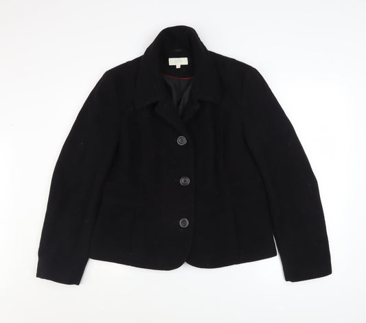 Marks and Spencer Womens Black Wool Blend Blazer Jacket UK 16
