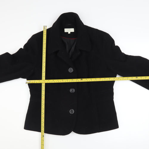 Marks and Spencer Womens Black Wool Blend Blazer Jacket UK 16