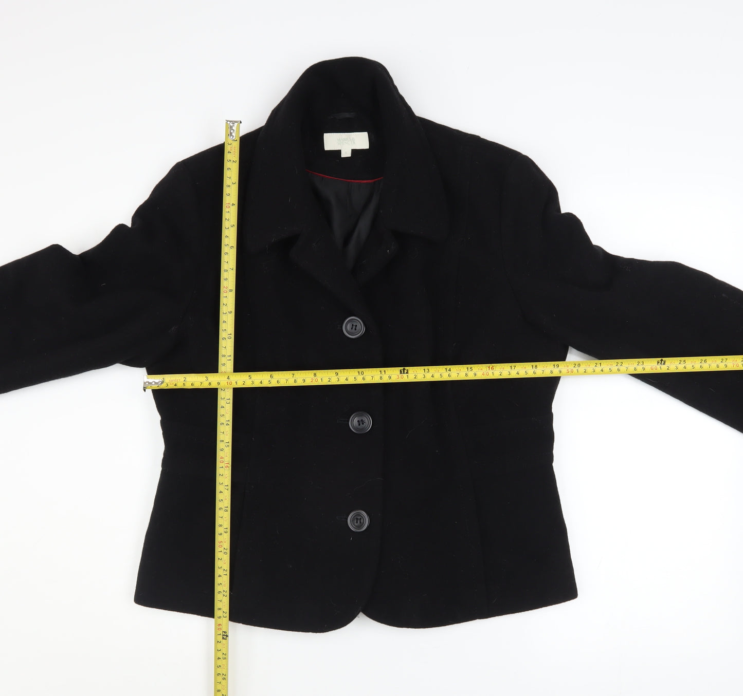 Marks and Spencer Womens Black Wool Blend Blazer Jacket UK 16