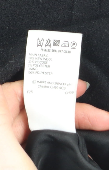 Marks and Spencer Womens Black Wool Blend Blazer Jacket UK 16