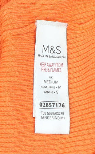 Marks and Spencer Womens Orange Knit 3/4 Sleeve Basic T-Shirt M