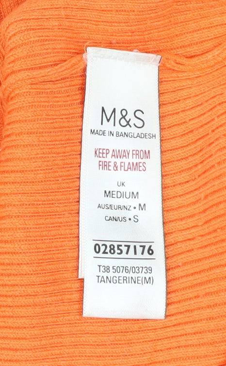 Marks and Spencer Womens Orange Knit 3/4 Sleeve Basic T-Shirt M