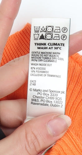 Marks and Spencer Womens Orange Knit 3/4 Sleeve Basic T-Shirt M