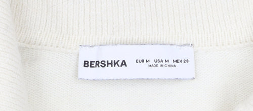 Bershka Women’s Black White Striped V-Neck Knit Jumper Size 12