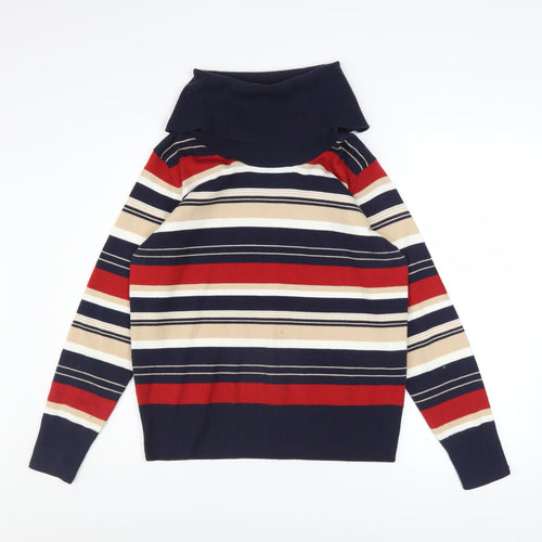 Isle Essentials Women’s Multicoloured Roll Neck Stripe Jumper Size M 14-16