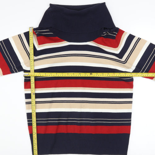Isle Essentials Women’s Multicoloured Roll Neck Stripe Jumper Size M 14-16