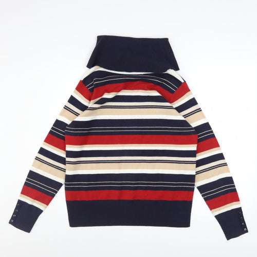 Isle Essentials Women’s Multicoloured Roll Neck Stripe Jumper Size M 14-16