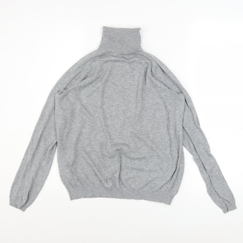 MANGO Womens Grey Roll Neck Cotton Blend Jumper Size 10