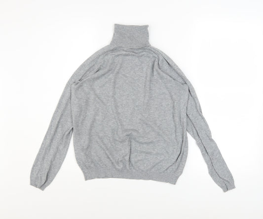 MANGO Womens Grey Roll Neck Cotton Blend Jumper Size 10