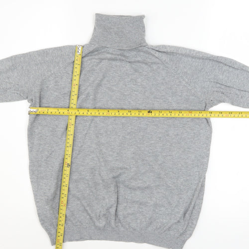 MANGO Womens Grey Roll Neck Cotton Blend Jumper Size 10